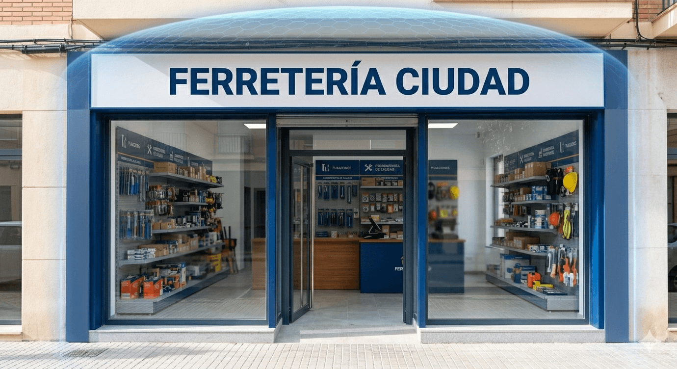 Fachada de ferretería asegurada con póliza comercial