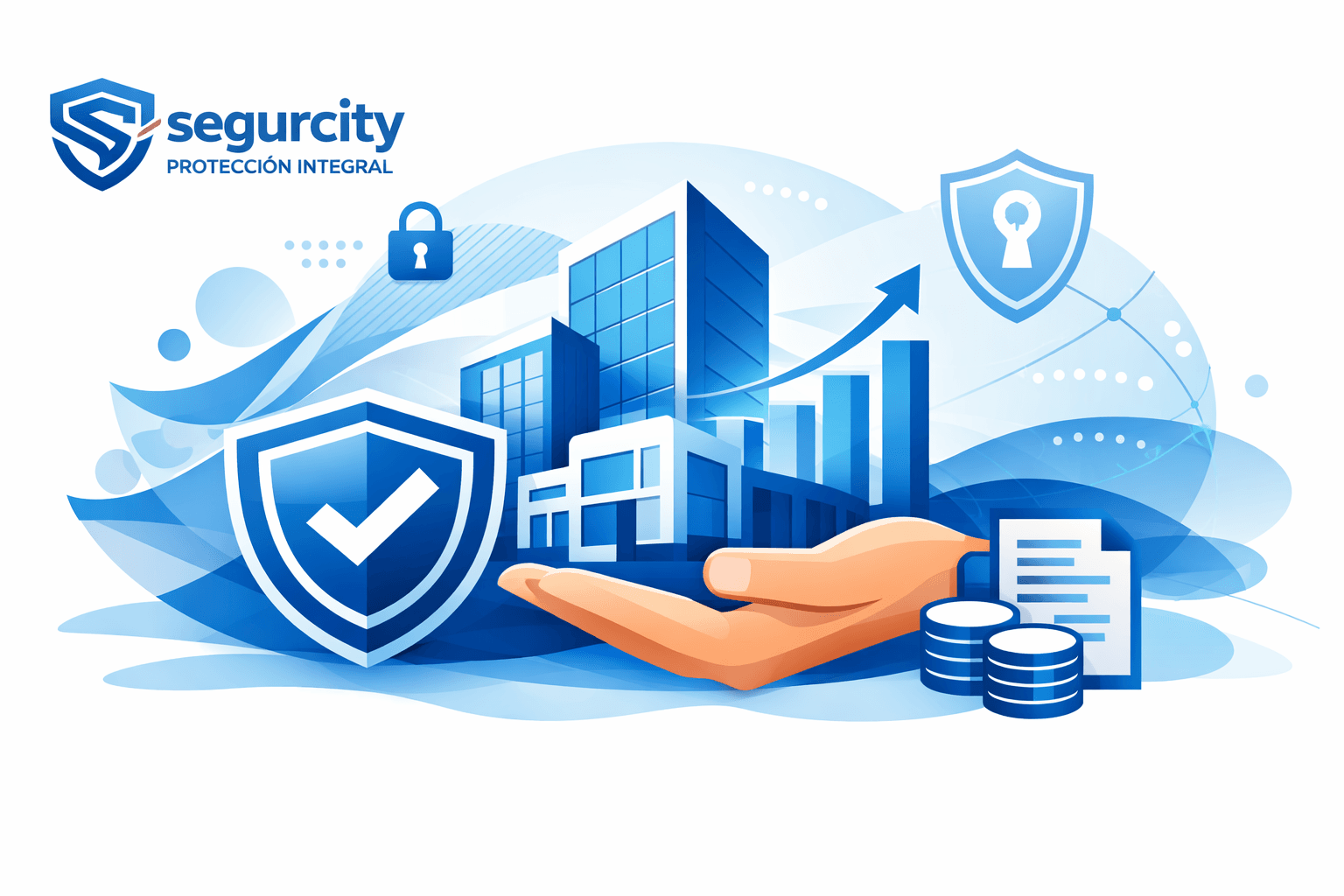 ilustracion-corporativa-segurcity.jpg Ilustración corporativa con logo Segurcity sobre protección de negocios