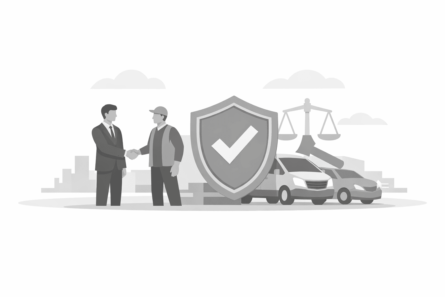 Ilustración minimalista de responsabilidad civil en transporte