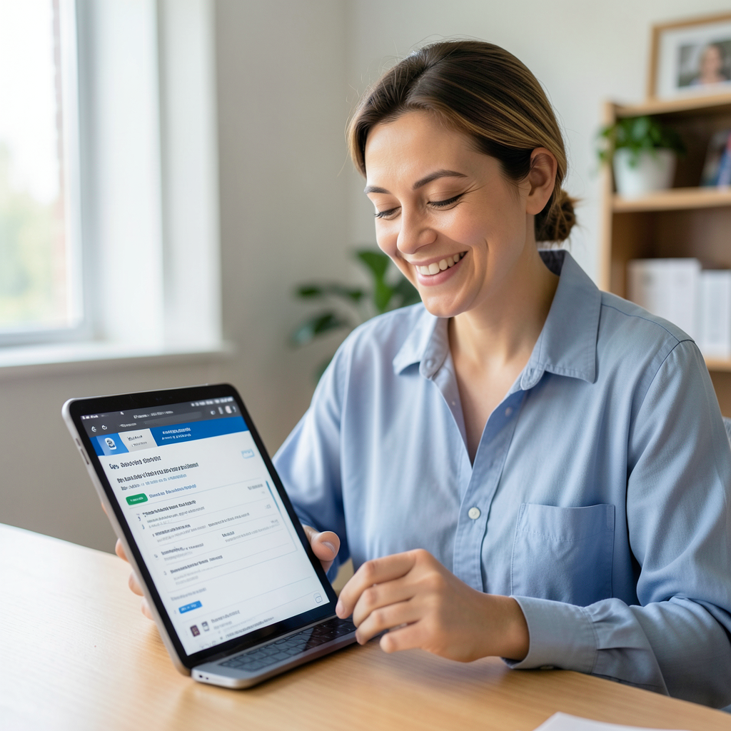 Persona satisfecha con su plan de seguro de salud sin copago