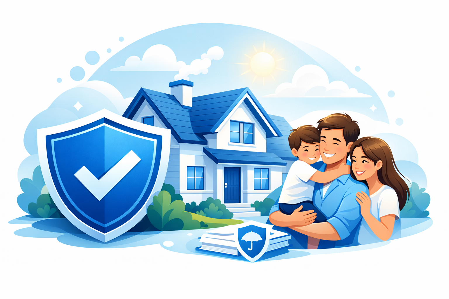 seguros particulares Ilustración corporativa con logo Segurcity sobre protección de negocios